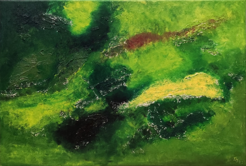 Landschaft mit gelbem Berg